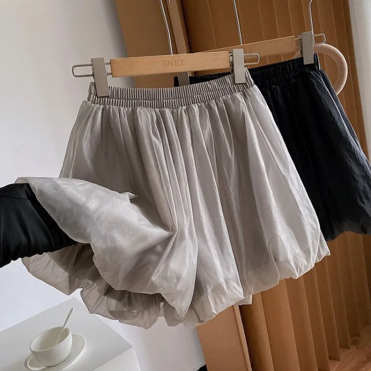 2026 Summer High Waist A Line Wide Leg Puffed Shorts Skirt Chiffon Casual Loose Fit Flowy Boho Style