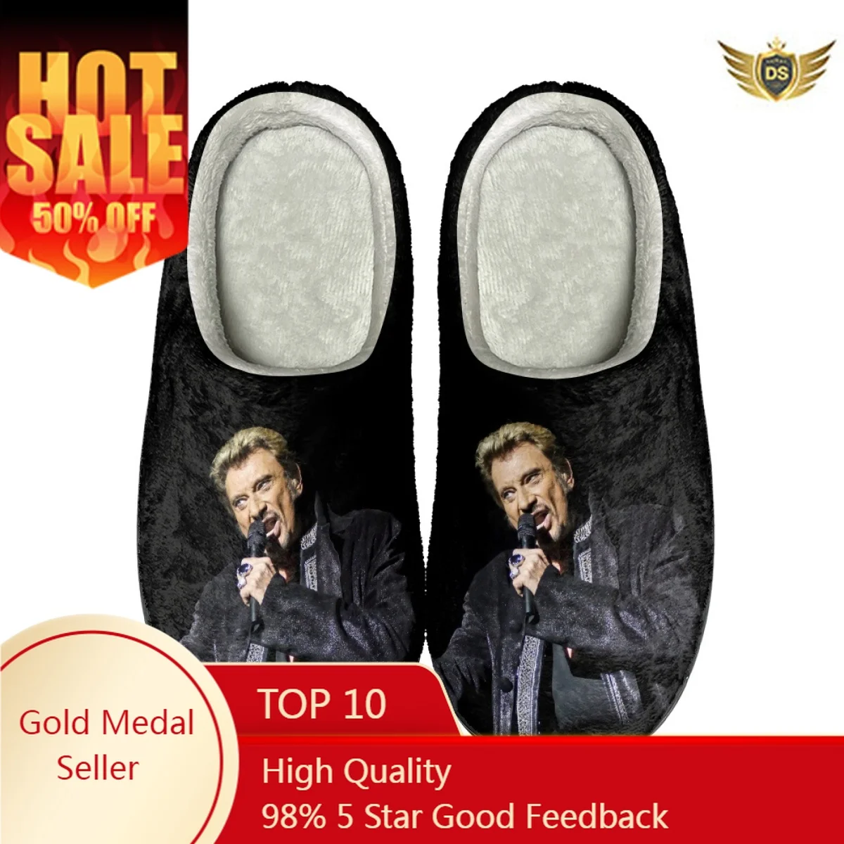 Johnny Hallyday Design Winter Warm Slippers Women Men Home Cotton Shoes Non-slip Indoor Couple Slipper Slides Print On Demand