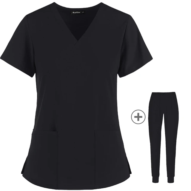 Wholesale Women Wear Scrub Suits Hospital Doctor Working Uniform Medical Surgical Multicolor Unisex Uniform nurse accessories Black