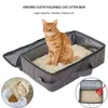 Oxford Cloth Foldable Cat Litter Box Large Capacity Waterproof Travel Litter Pan Rectangular with Shovel Mobile Cat Toilet 5