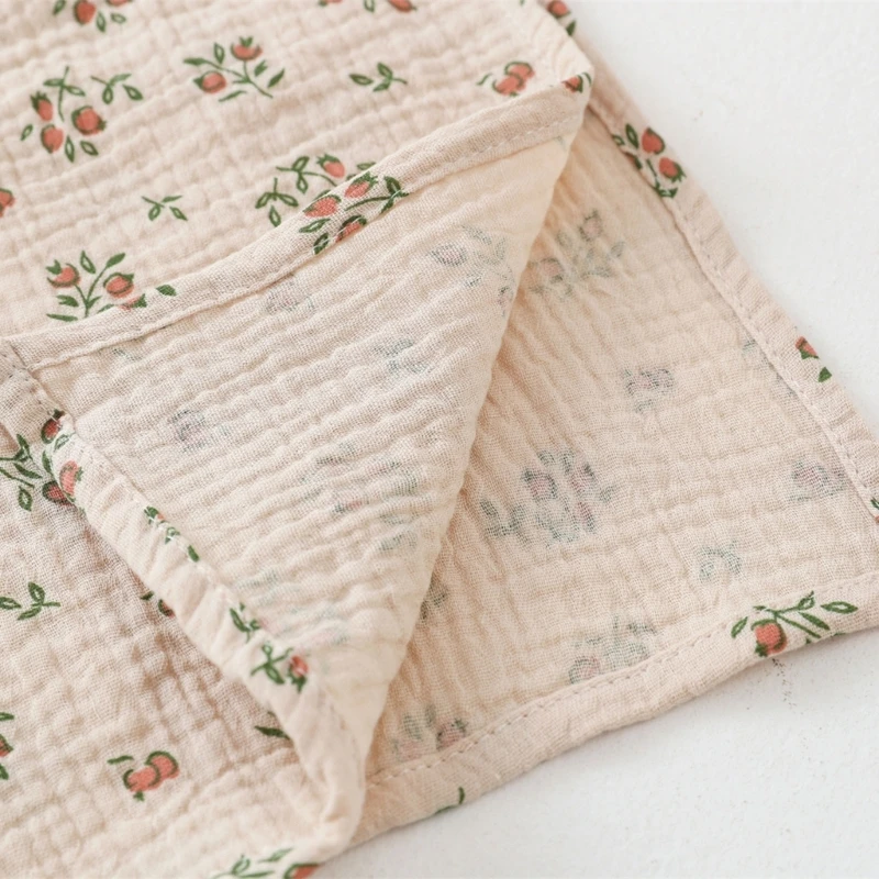 2pcs Cotton Swaddle Blanket Baby Blanket Floral Print Muslin Diaper Swaddle New Born Crinkle Fabric Born Stroller Cover 5