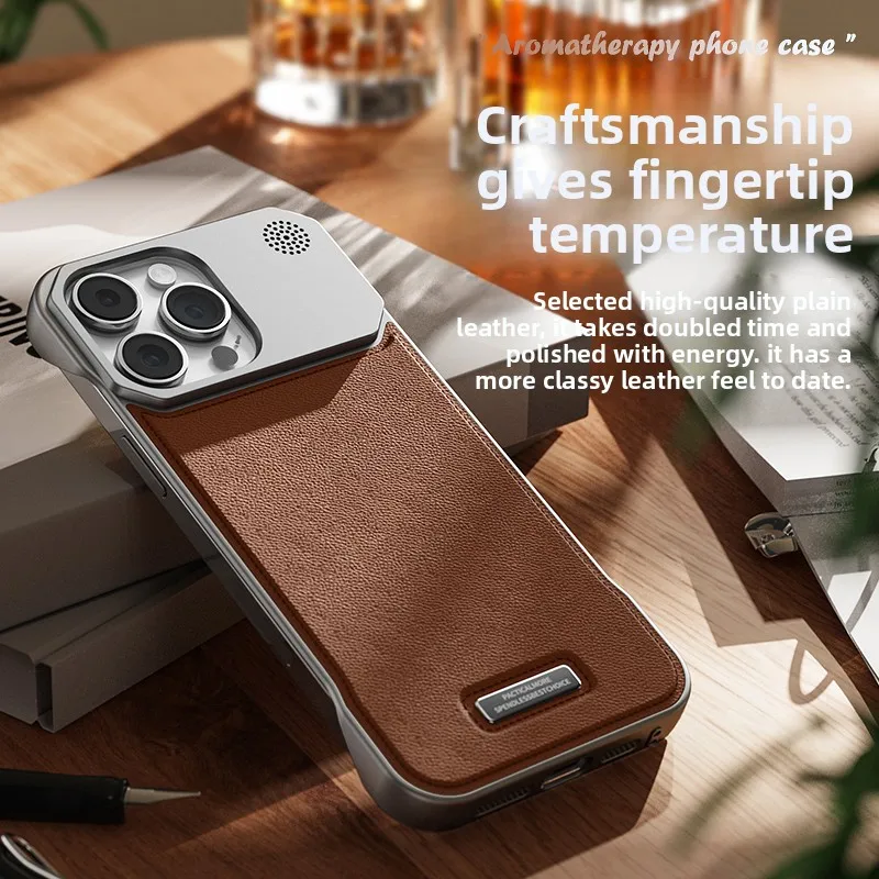 Luxury Magnetic PU Leather Aromatherapy Phone Case with Wireless Charging Capability