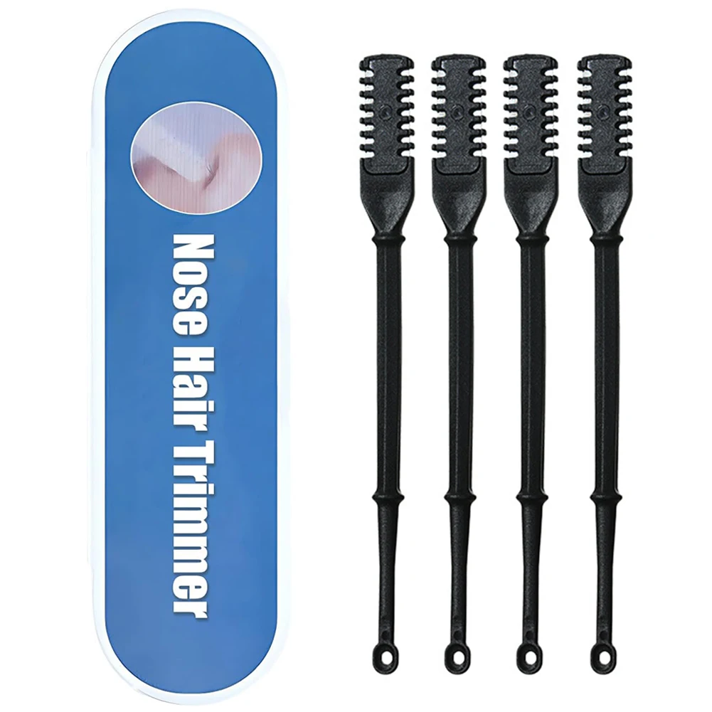 4Pcs 코털 커터 코털 360도 회전 수동 콧구멍 제모 도구 2-in-1 제모 액세서리