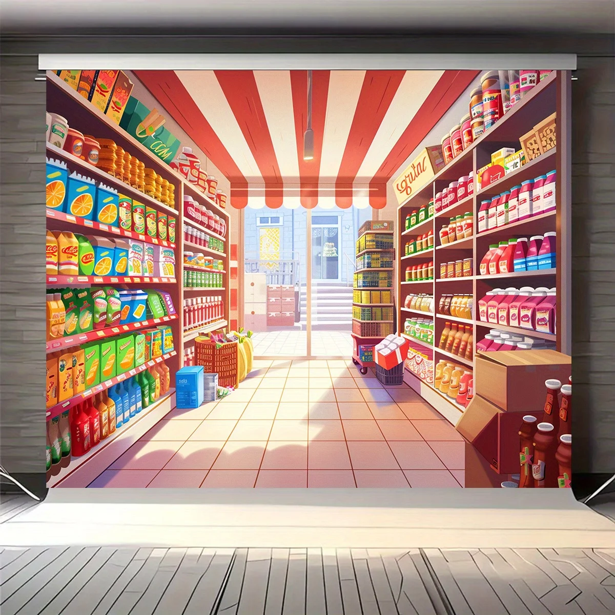A Vibrant Cartoon Supermarket Banner Background That Transformed My ...