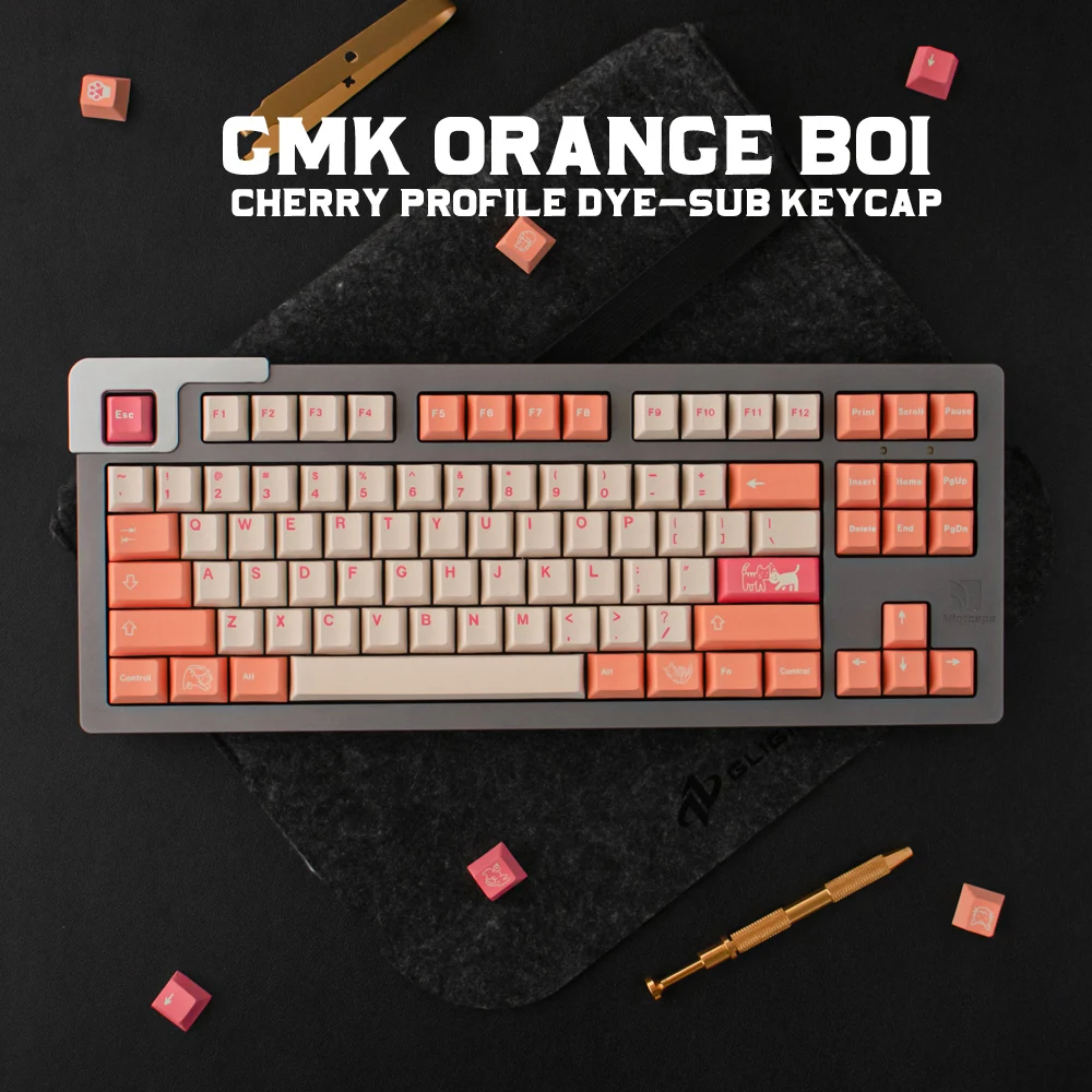 Gmk Laranja Boi Conjunto Grande Teclados Cereja Perfil Dye-sub Keycap Gaming Teclado Mecânico Personalidade Inglês Personalizado 64 64