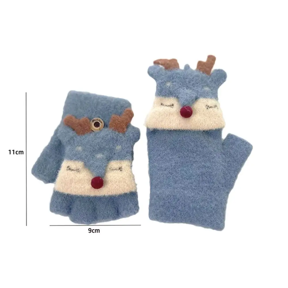 Cartoon Thick Kids Gloves Winter Warm Breathable Fingerless Gloves Cold-proof Knitting Mittens Baby Kids