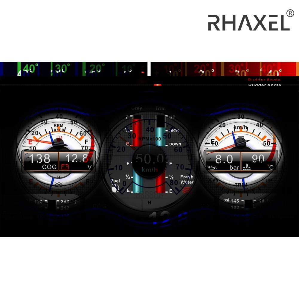 RHAXEL KUS TFT KMB-70 7 인치 게이지 패널, J1939 또는 NMEA 2000 네트워크 호환, 자동차 보트용 연료 엔진 2 개, 9-32VDC