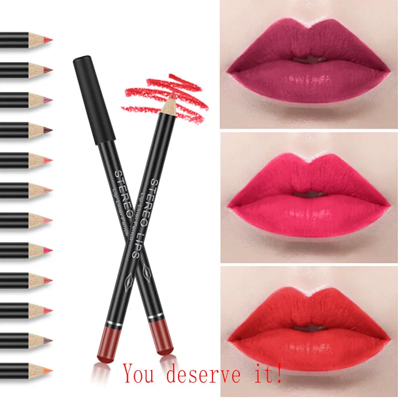 12 Colors Lipliner Pencil Lip Makeup Lipstick Pencils Long lasting
