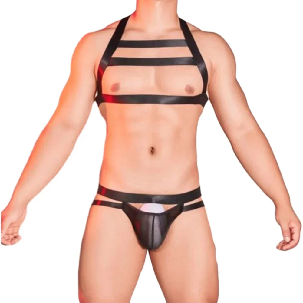 Sexy Men Strap Lingerie Chest Harness Costume Hollow Elastic Bondage Breathable and Stretchy Fabric Seduce Your