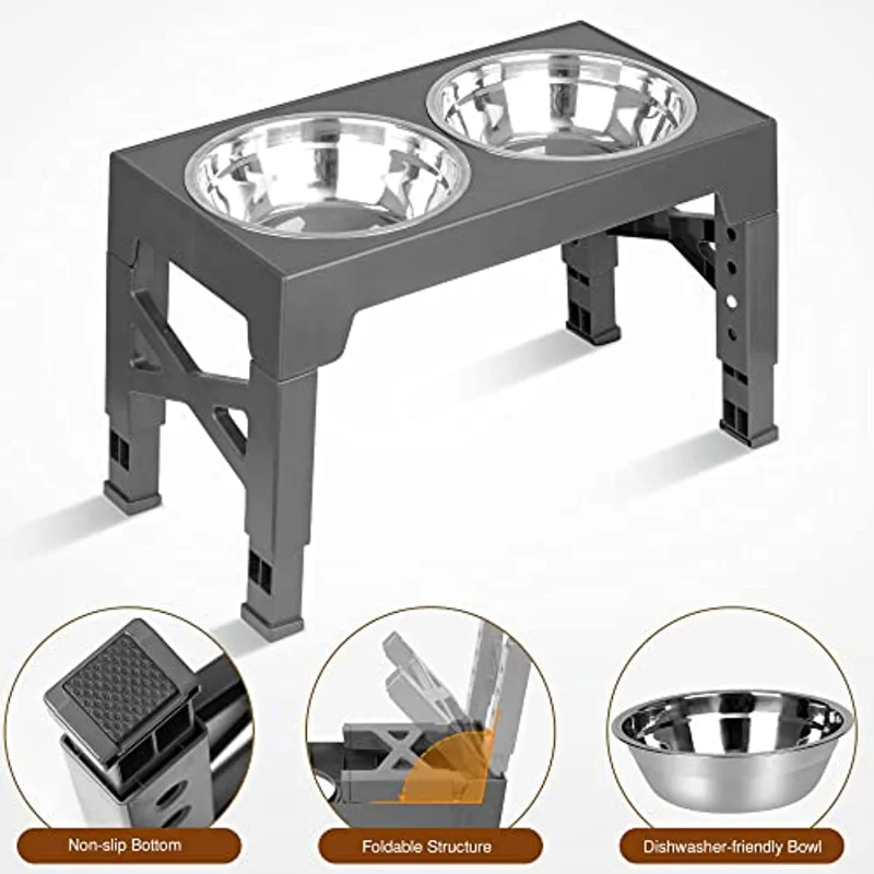 Double Bowls for Dog and Cat, Adjustable Elevated Feeder, Pet Feeding  Raise, Cat Food Water Bowls with Stand, Lift Table for Dog - AliExpress