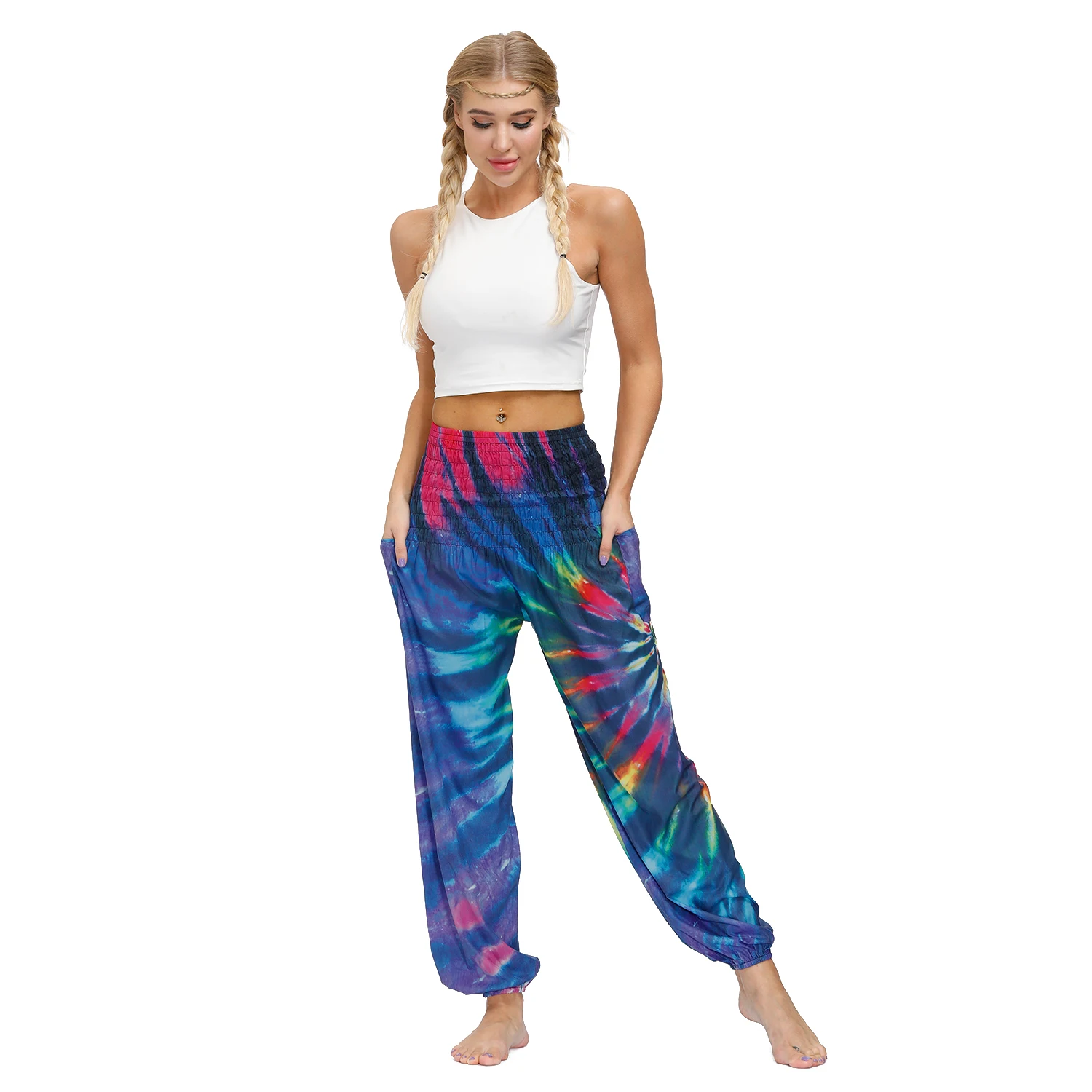 

Bohemian Women Pants Casual High Waist Thai Harem Trousers Loose Boho Festival Pants