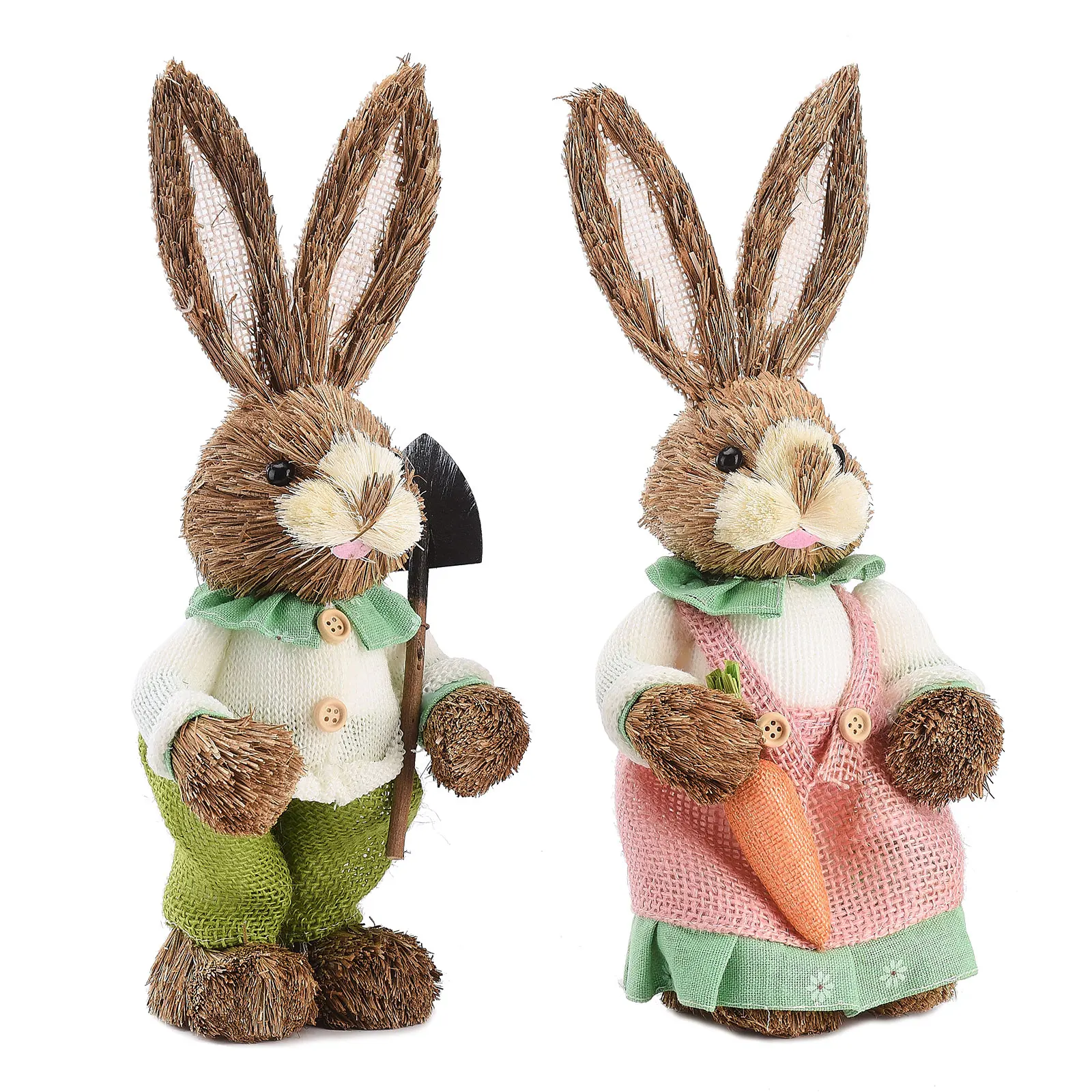 

Настольное украшение, соломенный тканый Пасхальный кролик, 2 шт., 35 см, украшение для дома, искусственная пена, товары для окон, свадьбы, реквизит