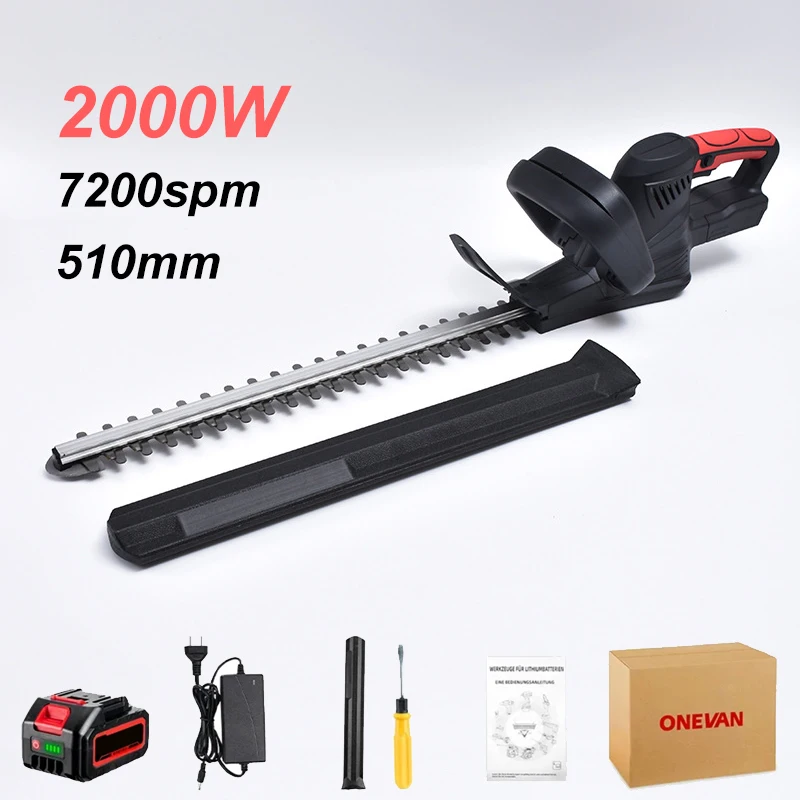 2000W 51cm Long Brushless Electric Hedge Trimmer Cover Wireless Lawn Mower Grass Pruner 18V Makita Battery electric hedge trimmer