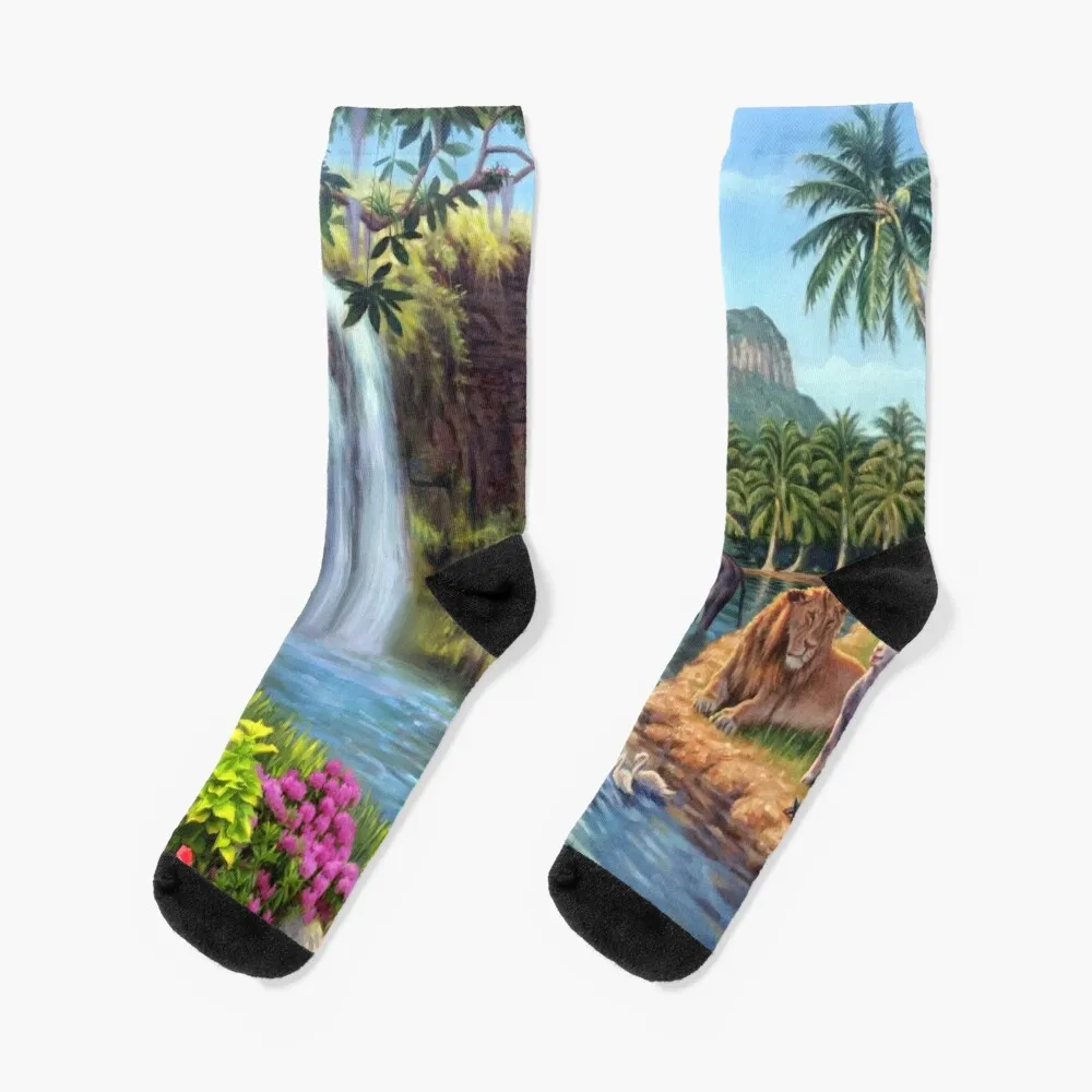 A Paradise Setting Socks Stockings man short socks cycling socks Socks For Girls Men's grizzly bear loves salmon so much socks christmas hockey cycling socks