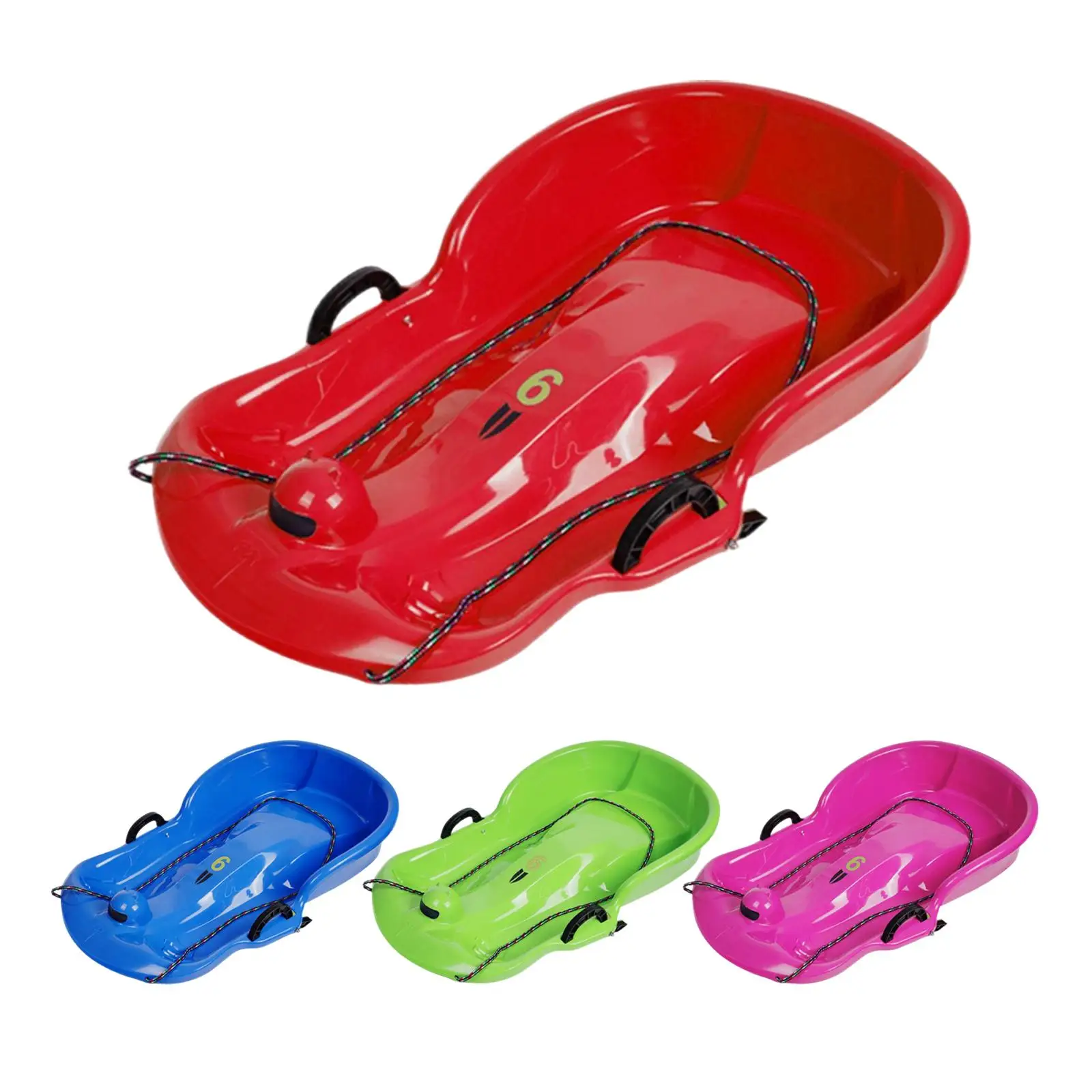 Double Winter Snow Sled Toboggan Sledding Sleigh Ski Board with Brake Handle