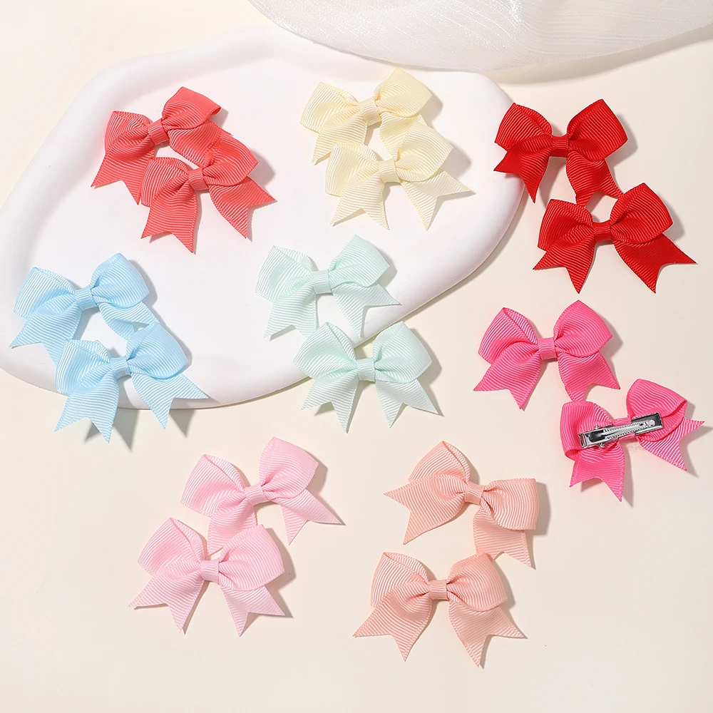 Headwear Children Hair Accessories 10Pcs/Set Solid Ribbon Bowknot Clips For Baby Girls Handmade Cute Bows Hairpin Barrettes