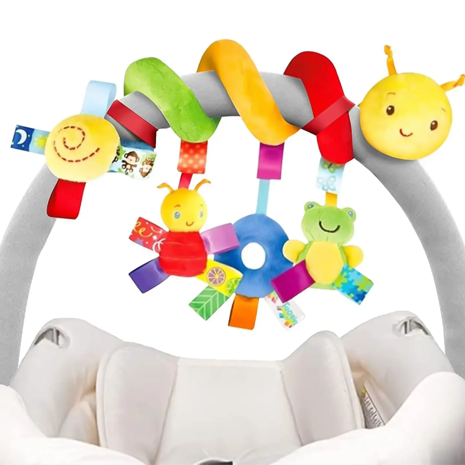 8 Baby Car Seat Toys Cute Caterpillar Spiral Plush Toys Baby Stroller Hanging Rattles Crib Activity Gifts
