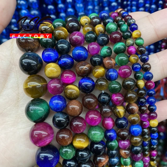 5A Quality Natural Stone Blue Tiger Eye Beads Round Loose Beads 6 8 10 12mm For Jewelry Making DIY Charm Bracelet 15