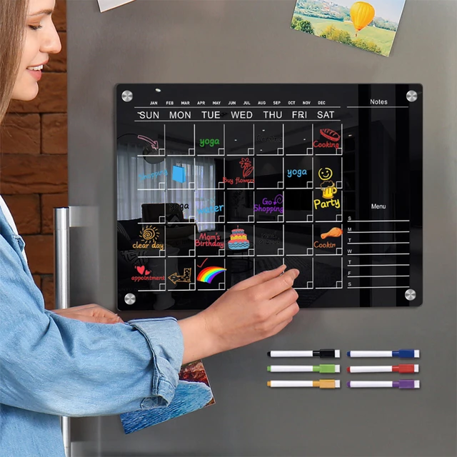 Magnetic Acrylic Calendar for Fridge,Monthly & Weekly Clear Magnetic  Calendar for Fridge,Magnetic Fridge Calendar Eraser Markers - AliExpress