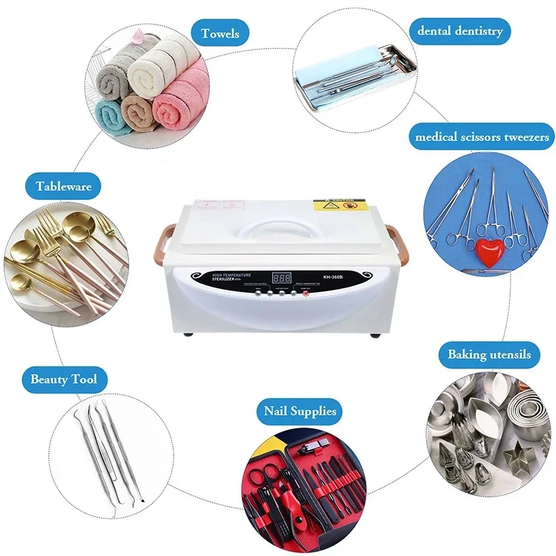 Nail Art Tools Nail Tool Sterilizer Manicure Tool Disinfection Box Electric Disinfection Box High Temperature Dry Heat Sterilization Box Small Disinfection Cabinet Nail Disinfection Tool Spa Salon Beauty Spa Equipment