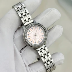 Elegant Silver Women's Watch with Luxury Diamond Dial and Stainless Steel Strap (Silver pink)