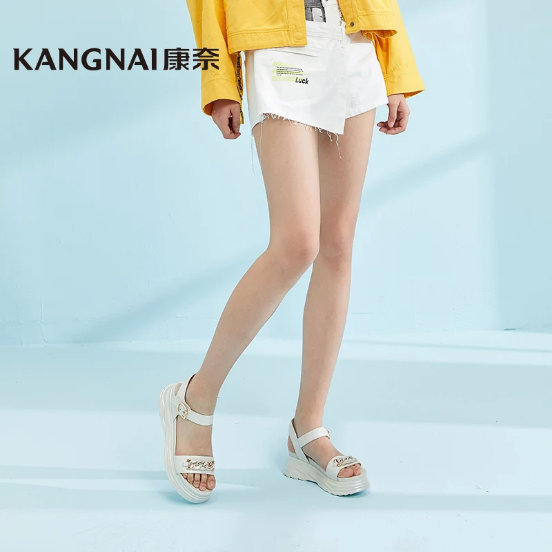 

Kangnai Gladiator Sandals Women Cow Leather Flat Platform Hook Loop Female Casual Summer Beach Shoes