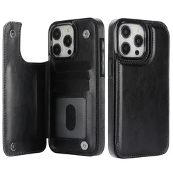 Luxury PU Leather Wallet Flip Phone Case with Card Slots Holder for iPhone 11 Pro Max (Black)