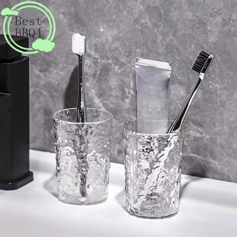 (BBQ4)Plastic Mouthwash Cup With Handle Home Bathroom Tumblers Portable Mug Transparent Toothbrush Holder_voghion.com