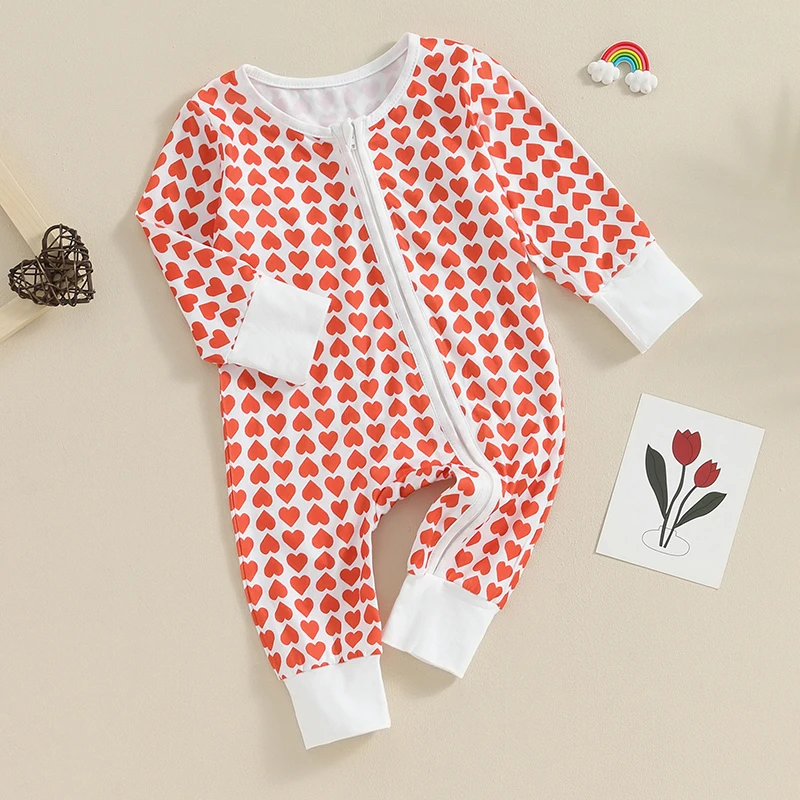 Newborn-Infant-Baby-Girl-Boy-Rompers-Long-Sleeve-Heart-Print-Zipper ...