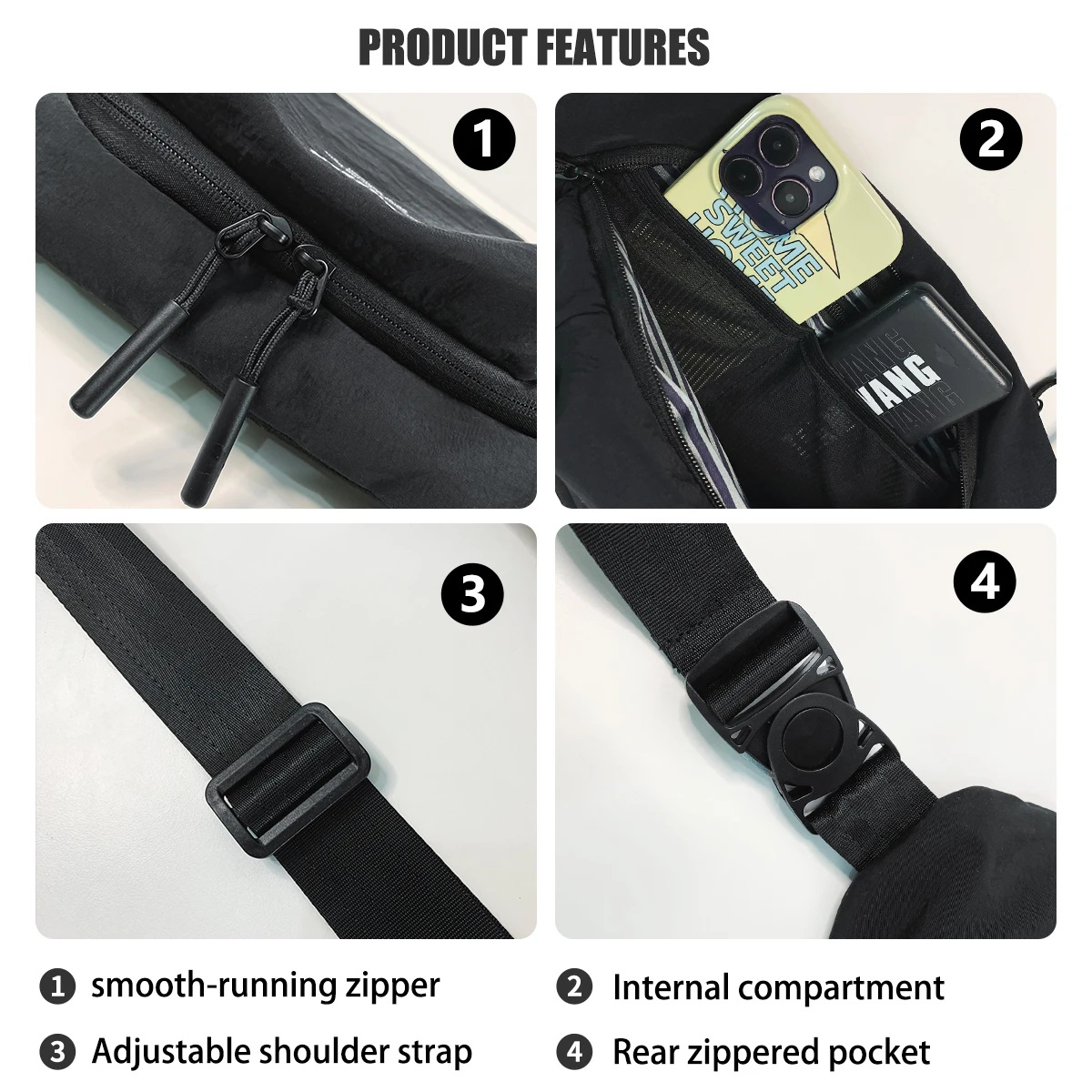 Multifunctional Chest Bag for Men & Women - Crossbody Sling Backpack with Anti-Theft Pockets, Lightweight Travel Waist Pack for