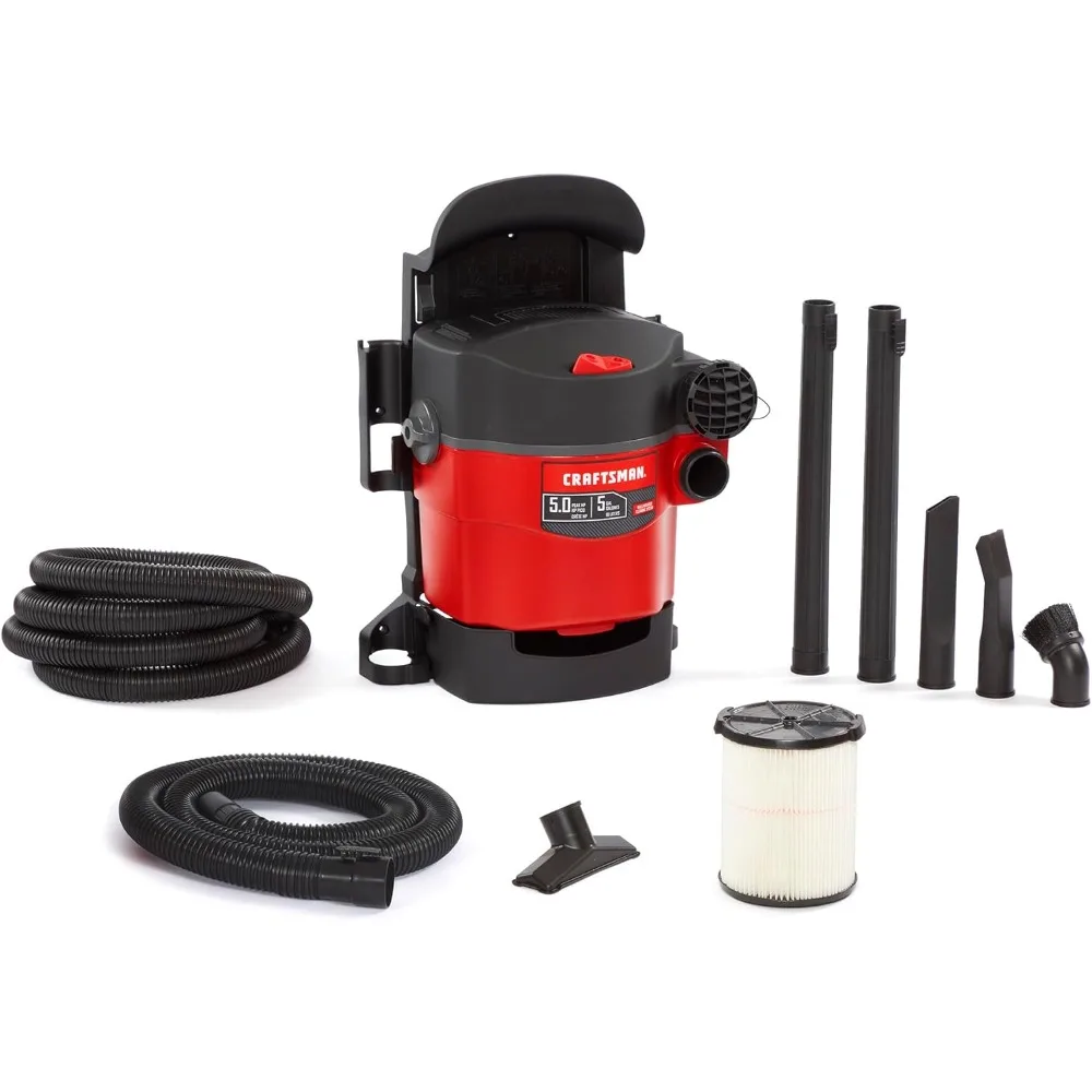 

CMXEVBE17925 5 Gallon 5.0 Peak HP Wet/Dry Wall Vac, Wall-Mounted Shop Vacuum with Attachments