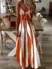 Targeted printed spring/summer new V-neck long dress 2