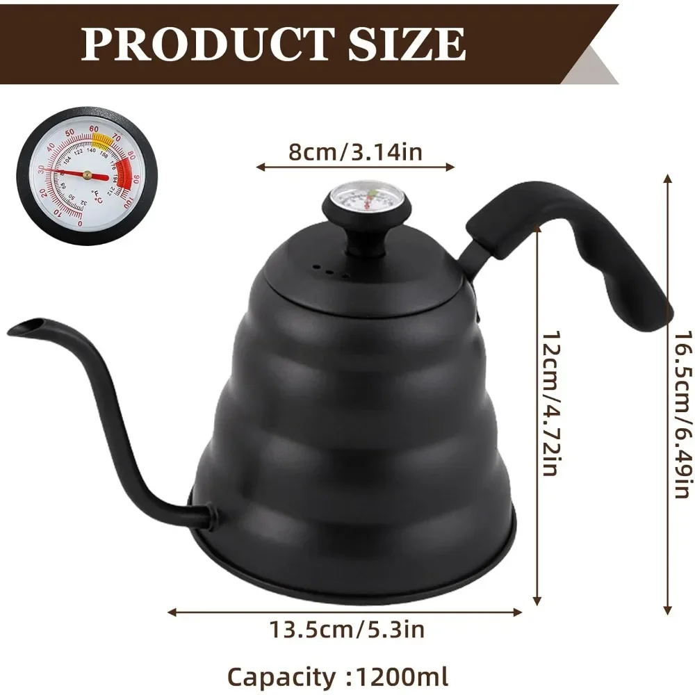 Stainless Steel Kettle Induction Gooseneck Kettle Coffee Pot Thermometer Coffee Teapot Milk Pitcher Hand Brewed Home Use coffee pot,coffee kettle