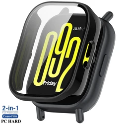 Durable Soft TPU Screen Protector Case with Tempered Glass for Redmi Watch 5 active (Black PC)