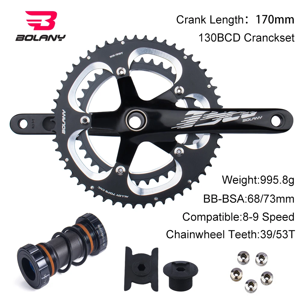 BOLANYRoadBikeDoublePieceCranksetCrankHollowOnePieceCrankset