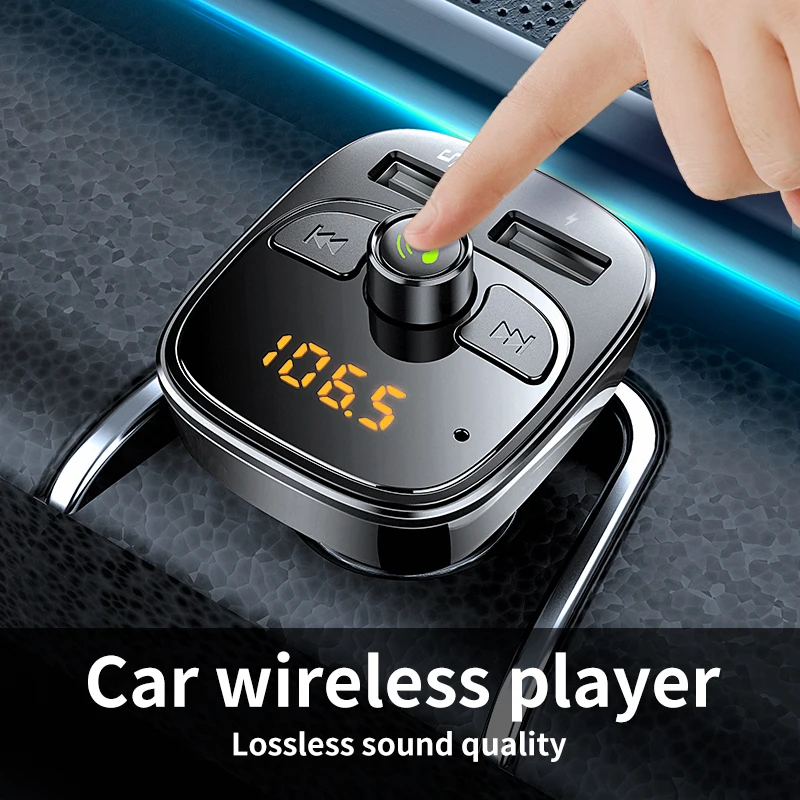 FM Transmitter, Bluetooth FM Transmitter Wireless Radio Adapter Car Kit with Dua