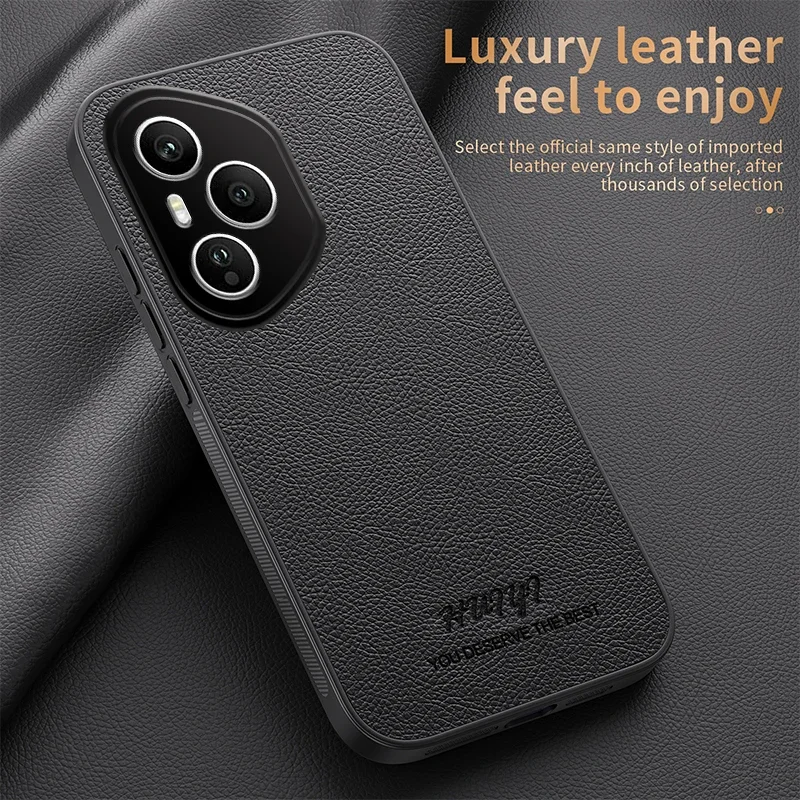 Leather Magnetic Car Holder Phone Case with Wireless Charging Compatibility