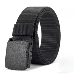 Premium Set of Two Automatic Buckle Nylon Belts - Durable, Multifunctional Outdoor Tactical Canvas Belts (Black 1pc)