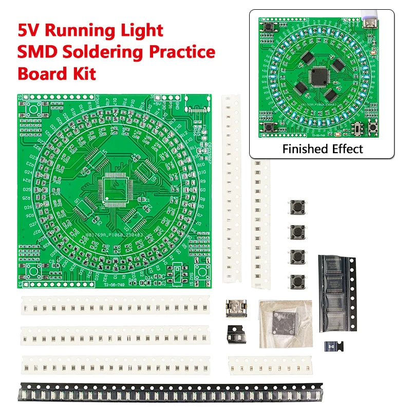 LQFP64 Soldering DIY Kit 5V Running Light SMD Soldering Practice Board Kit Type-C Interface Suitable For Instruction