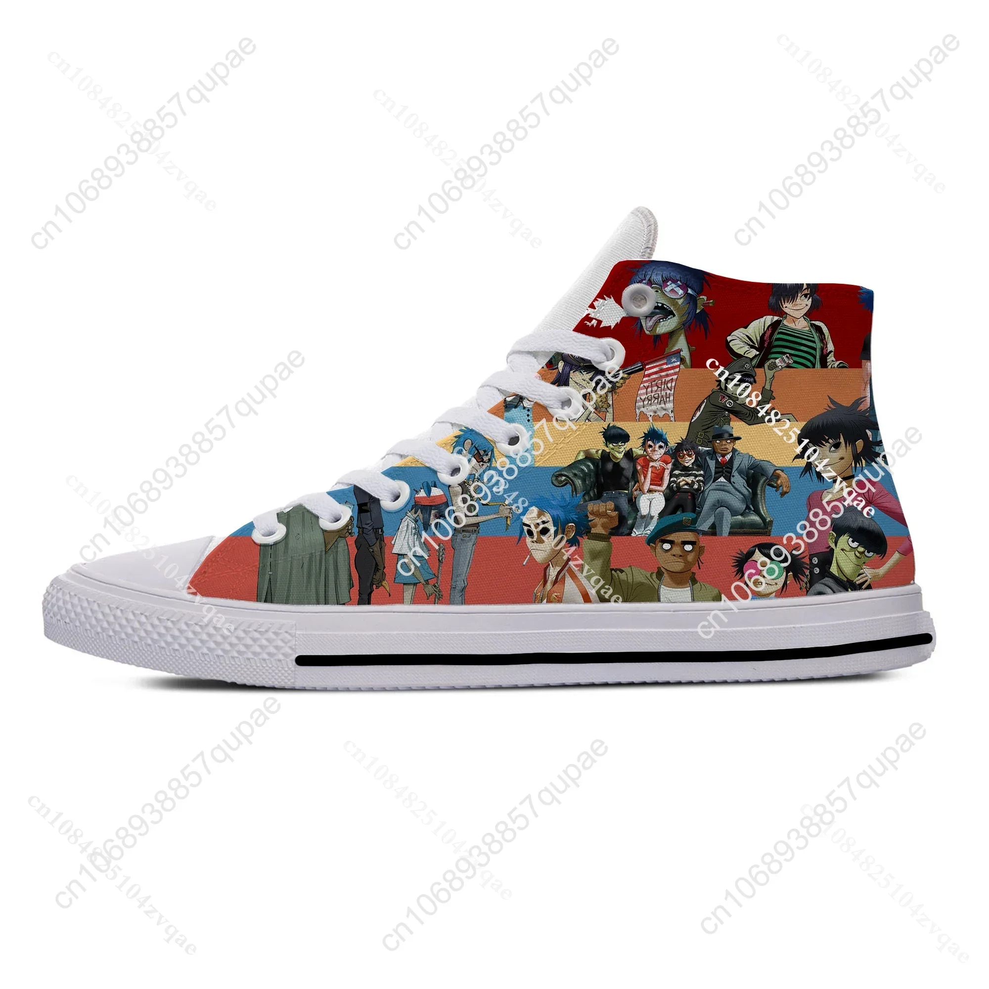 Gorillaz Rock Band ChakaKhan Noodle Murdoc Russel Casual Cloth Shoes High Top Lightweight Breathable 3D Print Men Women Sneakers 3