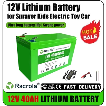 12V Li-ion 40Ah 30Ah 20Ah 18650 Lithium Rechargeable Battery Pack for Sprayer Kids Electric Toy Car Scale Access Control+Charger 1