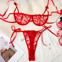 Ensembles de soutien-gorge sexy pour femmes, lingerie à bretelles, dentelle brodée, fée en forme de cœur, sous-vêtements sans couture, transparent, ensemble exotique, ensemble de soutien-gorge et slip 1