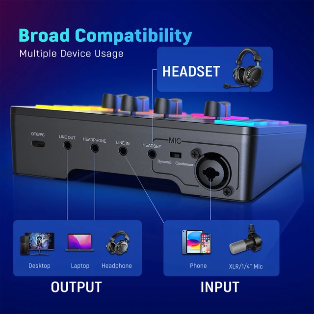 FIFINE Gaming Audio Mixer 5