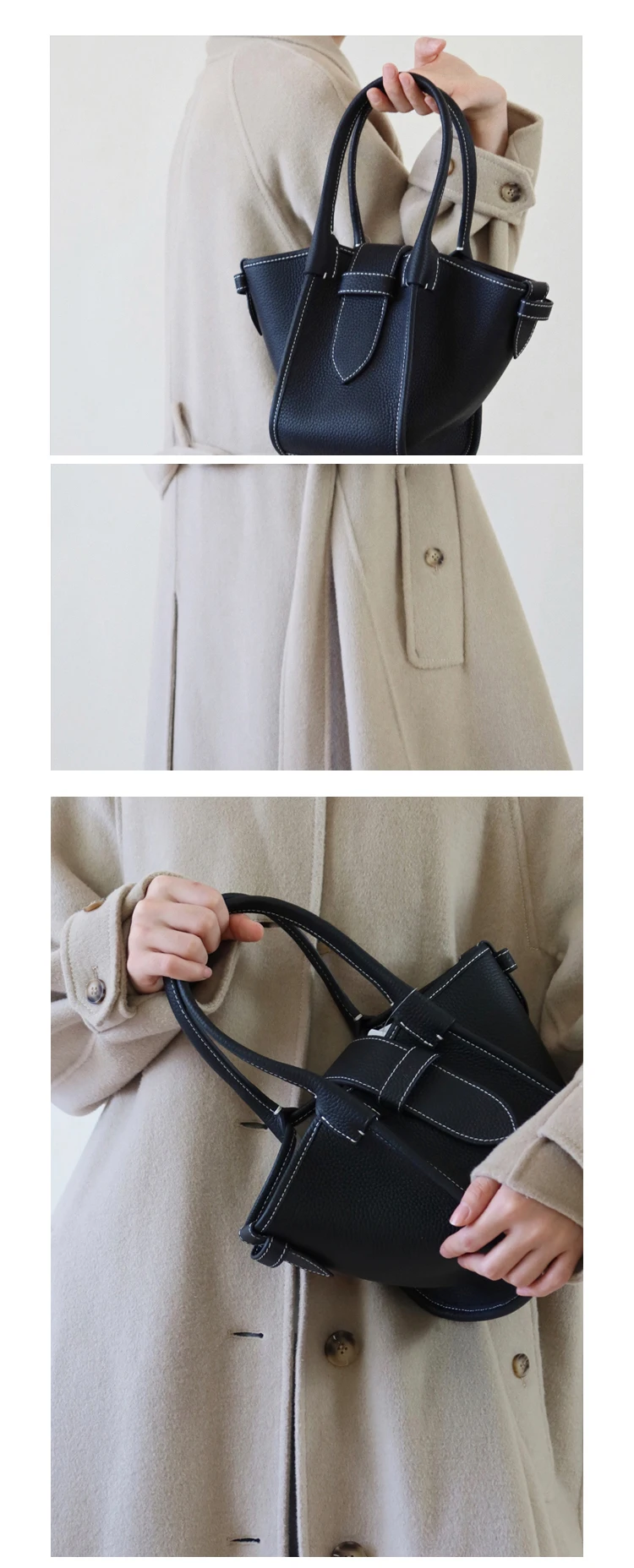 Genuine leather small handbag cow leather mini bucket bags real leather mini trapeze Bags for women GUANG DONG Province