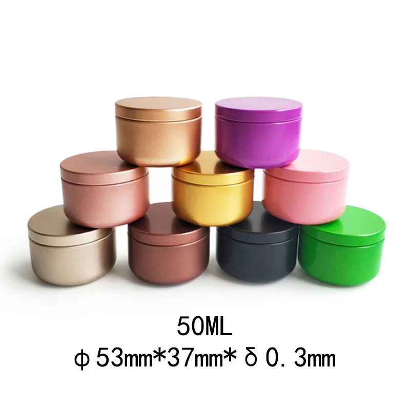 Aluminum Candle Tin 50ml Round Candle Containers Cosmetic Jars Oil Cream Pot Empty Aromatherapy Sealed Metal Can Travel candle containers