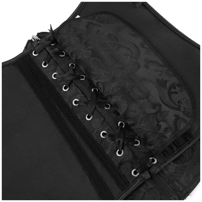 Underbust Corset Tops Women Gothic Vintage Bustier with Zipper Jacquard Plastic Bones Basques Body Shaper Waist Cincher Korset