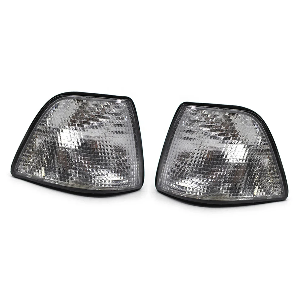 A Pair of Turn Signal Light With White Lens Replacement For BMW E36 318i 328i M3 Turn Signal Light  Plastic Material Left /Right