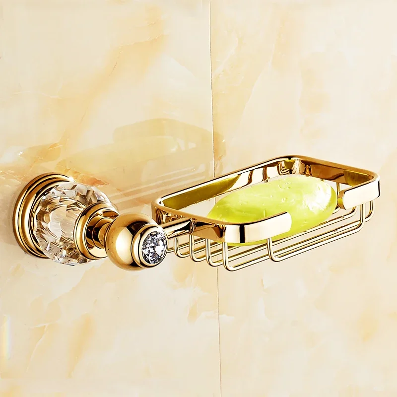 

Золотой держатель для мыла, роскошное бриллиантовое и хрустальное мыло, зеркальный настенный держатель для ванной комнаты L