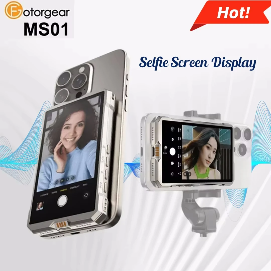 Fotorgear MS01 Magnetic Phone Selfie Monitor Screen for Smartphone Rear Camera Selfie Vlog Live Stream