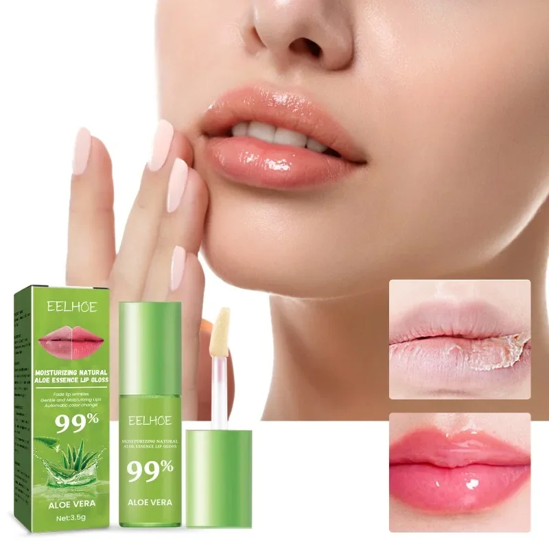 Idratante Aloe Vera Essence Lip Gloss Changable Color Repair Dead Skin Waterproof Long Lasting Nutriente Lips Care Lipstick